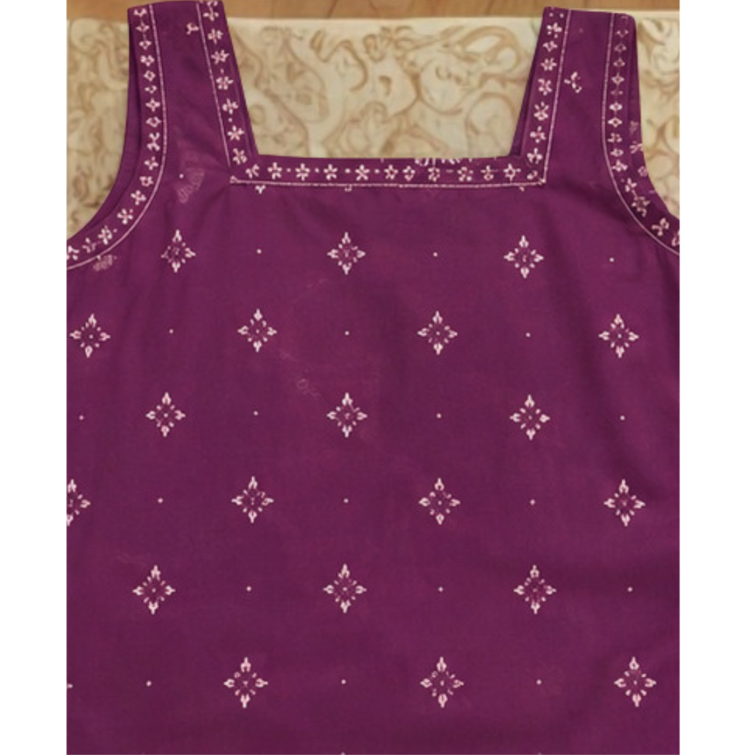 Women’s Purple Printed 3-Piece Ethnic Suit Set with Dupatta