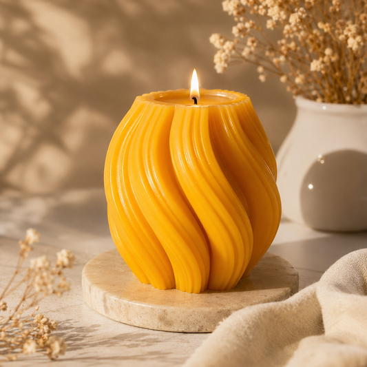 Golden Twist Spiral Pillar Candle